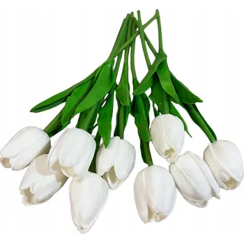 umělá květina SILIKONOVÉ TULIPÁNY 9 KUSŮ UMĚLÉ KVĚTINY BÍLÉ