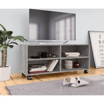 Televizní stolek vidaXL TV skříňka na kolečkách 90x35x35cm kompozitní dřevo [800185] Barva: šedá sonoma