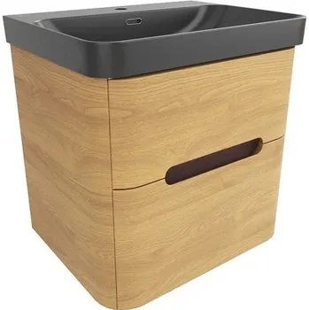 Koupelnový nábytek Koupelnová skříňka s umyvadlem SAT Fusion 57,5x53x45 cm dub medový mat SATFUSION260DMBKM