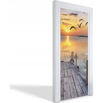 Fototapeta Ochranná samolepicí fólie na dveře s laminací – Západ slunce nad jezerem, 75x205 cm