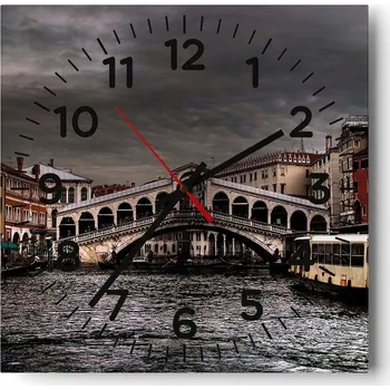 Hodiny Kuchyňské nástěnné hodiny 30x30 Město Skleněné hodiny do obýváku Moderní Tiché