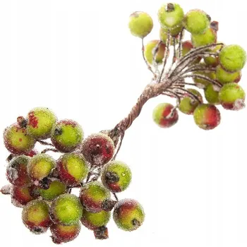 umělá květina JEŘABINA červeno-zelená OJÍNĚNÁ na drátku - 1 větvička