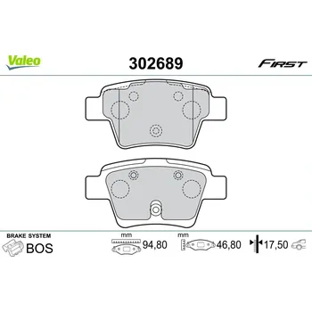 Brzdová destička Sada brzdových destiček, kotoučová brzda VALEO 302689