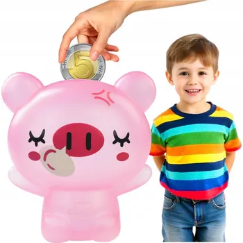 Pokladnička Pokladnička Prasátko pro Děti ŠETŘENÍ Růžová PVC OTEVÍRACÍ 15 CM