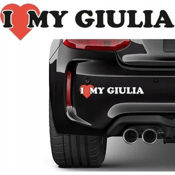 Samolepicí dekorace na vozidlo SAMOLEPKA na auto I LOVE MY GIULIA 6x28