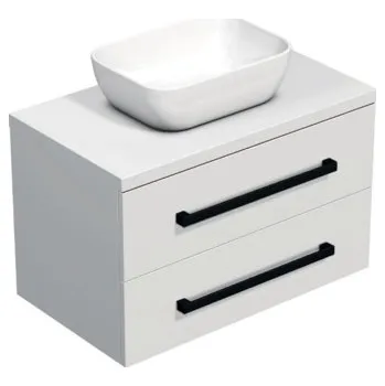 Koupelnový nábytek Koupelnová skříňka s černou úchytkou a krycí deskou SAT Cube Way 80x47,5x46 cm bílá lesk CUBE46C803BI45