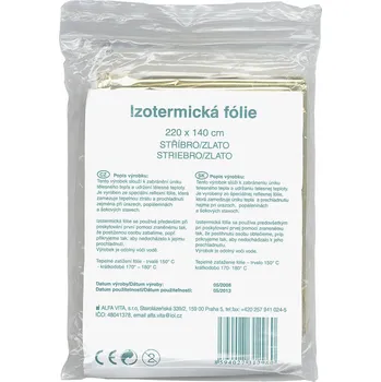Lékárnička Izotermická folie 220 x 140 cm, stříbro/zlato