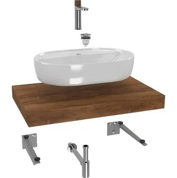 Koupelnový nábytek Koupelnová sestava SAT s deskou pod umyvadlo Dolce 80x8x50 cm dub charleston KSETDO3