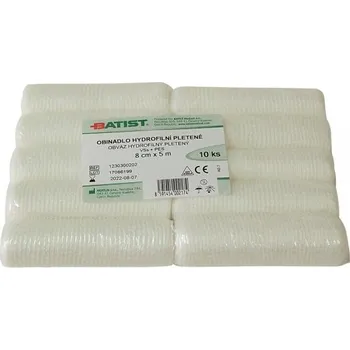 Zdravotnický materiál Obinadlo hydrofilní pletené, nesterilní, 10 ks v PE folii, 8 cm x 5 m