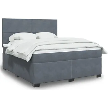 Postel vidaXL Box spring postel s matrací 180x200 cm samet [3290973] Barva: Tmavě šedá
