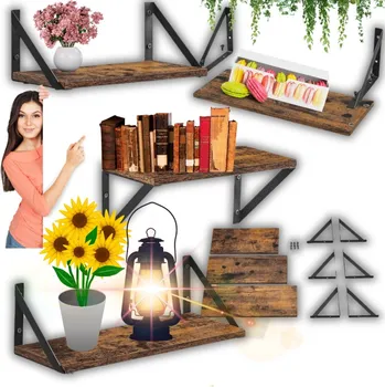 police Police dřevo MB Závěsná police Songmics 40 x 12 cm buk tmavý, odstíny hnědé