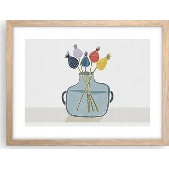 Obraz Obraz plakát v rámu světlý dub do obýváku 40x30 květiny foto na zeď