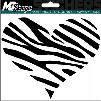 Samolepicí dekorace na vozidlo SAMOLEPKA na auto SRDCE MOTIV ZEBRA 15x12 cm