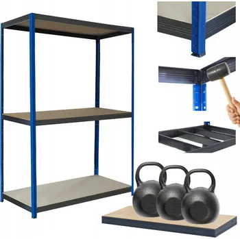 Dílenský regál Kovový regál do skladu, dílny HELIOS 90x90x30cm 3 police, nosnost 350kg