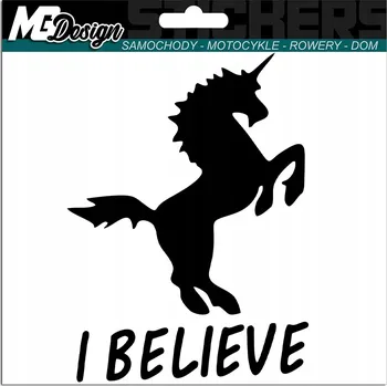 Samolepicí dekorace na vozidlo NÁLEPKA na auto JEDNOROŽEC I BELIEVE 11x15 cm