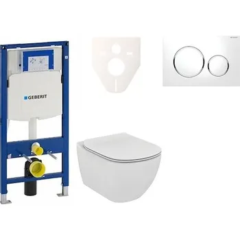 Cenově zvýhodněný závěsný WC set Geberit do lehkých stěn / předstěnová montáž+ WC Ideal Standard Tesi 111.300.00.5NE4