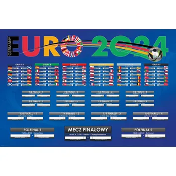 Obraz Plakát EURO 2024 Tabulka her Termín Plakát 61 x 91,5 cm bez rámu 91,5 x 61 cm