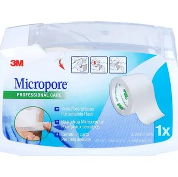 Náplast Micropore 2,5 cm x 5 m náplast na cívce, hypoalergenní, netkaná textílie