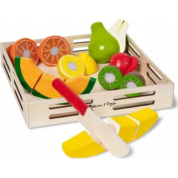 Dřevěná hračka Sada Dřevěné Ovoce na Krájení v Bedýnce na Suchý Zip