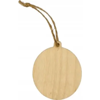 Vánoční dekorace Dřevěná ozdoba na vánoční stromeček - baňka 1 ks + provázek, průměr 8 cm, tloušťka 3 mm