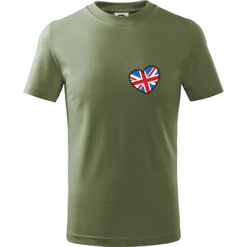Británie srdce prso - Tričko dětské bavlněné - 122 cm/6 let ( Khaki )