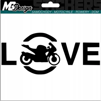 Samolepicí dekorace na vozidlo NÁLEPKA na auto LÁSKA LOVE MOTOCYKL MOTORKA 15x6
