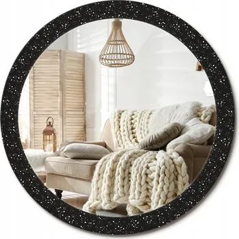 Zrcadlo Nástěnné zrcadlo s ozdobnou grafikou na skle Velké fi 90 cm Chaotické tečky