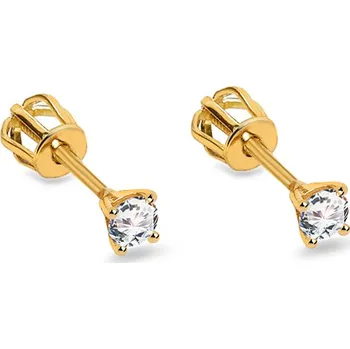 Náušnice Šroubovací zlaté náušnice se zirkony IZ21609 + dárkové balení LUXUS zdarma