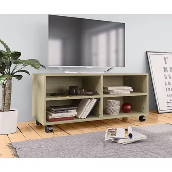 Televizní stolek vidaXL TV skříňka na kolečkách 90x35x35cm kompozitní dřevo [800185] Barva: dub sonoma