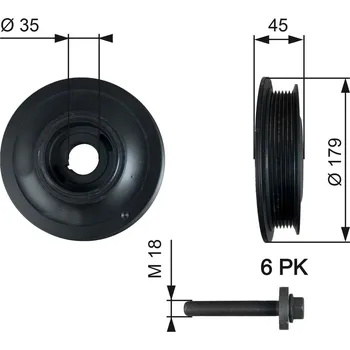 Řemenice, klikový hřídel GATES TVD1012A