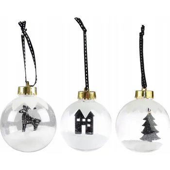 Vánoční dekorace Vánoční Koule s umělým sněhem, průhledná, 8 cm