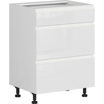 Kuchyňská skříňka Black red white Spodní skříňka se 3 zásuvkami kuchyně Sole D3S-60/82-2SFB/SFB Barva korpusu skříněk: Černá mat, Zvolte barvu dvířek: Bílá lesk