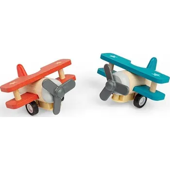 Dřevěná hračka Bigjigs Toys Dřevěné natahovací letadlo Dvouplošník 1 ks