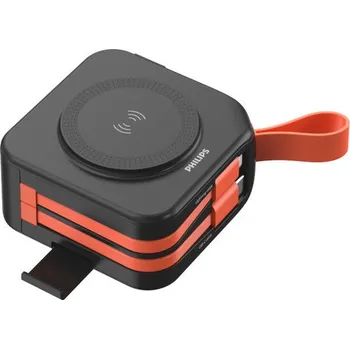 Powerbanka Philips DLP4347CB/00 multifunkční powerbanka s kapacitou 10000mAh, bezdrátovým nabíjením, USB-C a Lightning kabely
