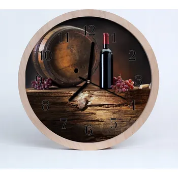 Hodiny Dřevěné nástěnné hodiny Hroznové Víno na víno do kuchyně