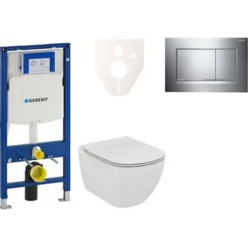 Cenově zvýhodněný závěsný WC set Geberit do lehkých stěn / předstěnová montáž+ WC Ideal Standard Tesi 111.300.00.5NE6