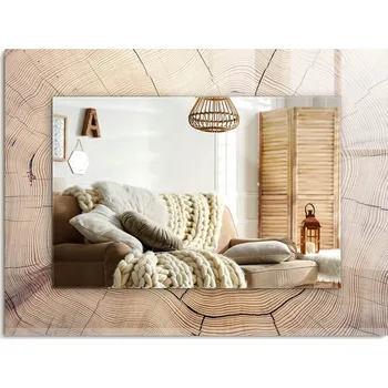 Zrcadlo Zrcadlo s potiskem na zeď, dekorativní, svislé/vodorovné, průřez kmene stromu, 80x60 cm