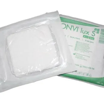 Komprese NONVI lux S z netkaného textilu, 7,5 x 7,5 cm 30G, 4W, (á5ks), (bal.á25ks), sterilní