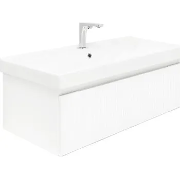 Koupelnový nábytek Koupelnová skříňka s baterií a umyvadlem SAT Evolution 1 98x30x44,8 cm bílá mat SATEVO100WMU1B