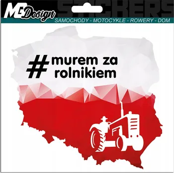 Samolepicí dekorace na vozidlo NÁLEPKA na auto #MUREM ZA ROLNÍKY Mapa Polský PROTEST STÁVKA 18x19
