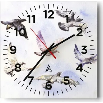 Hodiny Nástěnné hodiny do obýváku 40x40 Ptáci Tichý hodinový strojek Skleněné hodiny Stylové