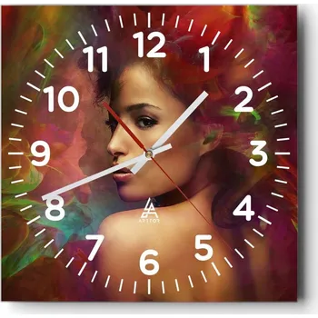 Hodiny Nástěnné hodiny do obýváku 40x40 Žena Bezhluké hodiny na skle Tiché