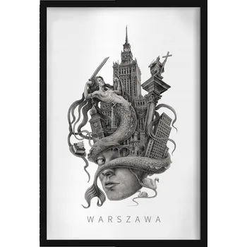 Obraz Dekorativní nástěnný obraz do pokoje Černobílý Město Varšava 40x60 cm
