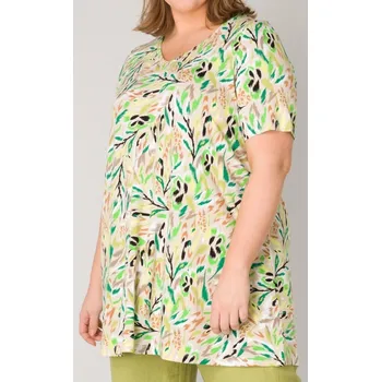 Dámská halenka Tunika do "A" s potiskem (krátký rukáv) - v nadměrné velikosti 3154 - 3946