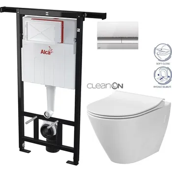 ALCA Předstěnový instalační systém s chromovým tlačítkem M1721 + WC CERSANIT CLEANON CITY AM102/1120 M1721 CI1