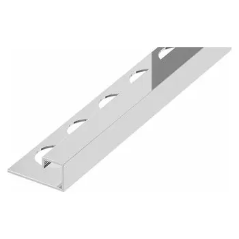 Podlahová lišta Lišta ukončovací "P" Eviso silver lesk, nerez PVD, délka 270 cm, výška hrany 10 mm, FIPS0001