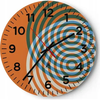 Hodiny Nástěnné hodiny do obýváku 40x40 Abstrakce Kulatý Skleněné hodiny Loft Tiché