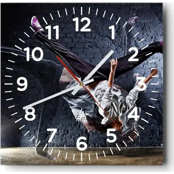 Hodiny Kuchyňské nástěnné hodiny 30x30 Tanec Skleněné hodiny do obýváku Moderní Tiché