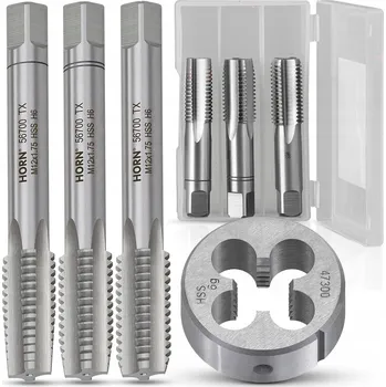 Závitořezný nástroj Závitníky + Závitová očka M12x1.75 HSS SADA 3+1 KOMPLET ZÁVITNÍKŮ