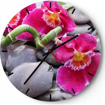 Hodiny Velké nástěnné hodiny 40x40 Květiny Skleněné hodiny Kulatý Tiché